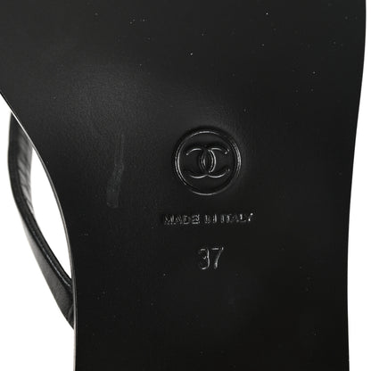 Chanel Goatskin CC Times Square Thong Sandals 37 Black 7 of 10