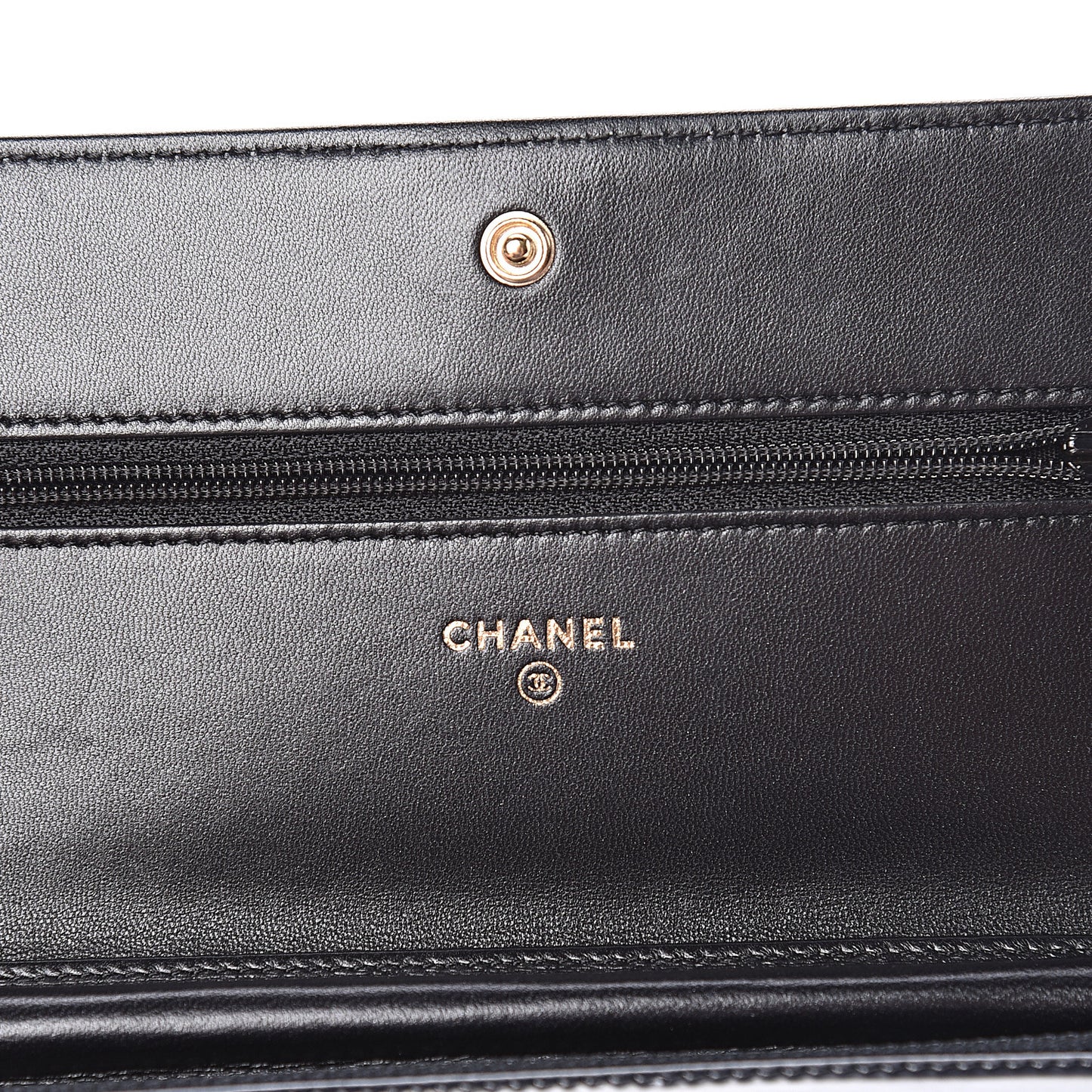 Glazed Calfskin Quilted Boy Wallet On Chain WOC Black