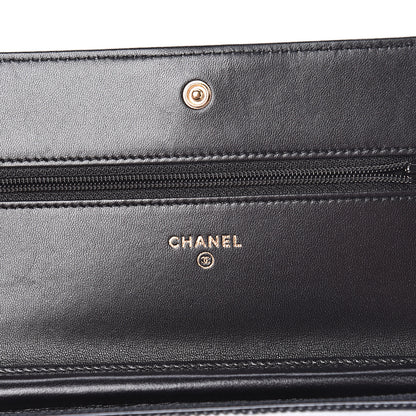 Chanel Glazed Calfskin Quilted Boy Wallet On Chain WOC Black 6 of 12