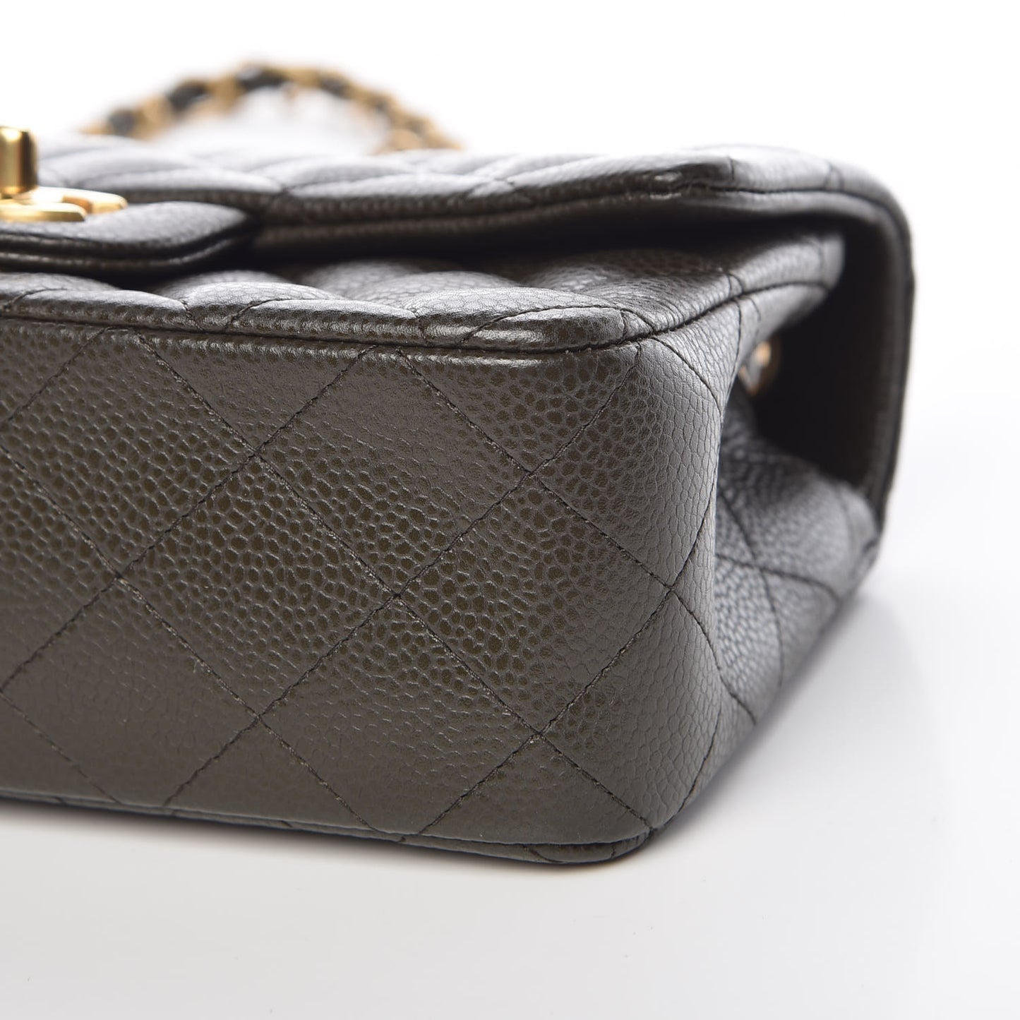 Caviar Quilted Mini Rectangular Flap Dark Green