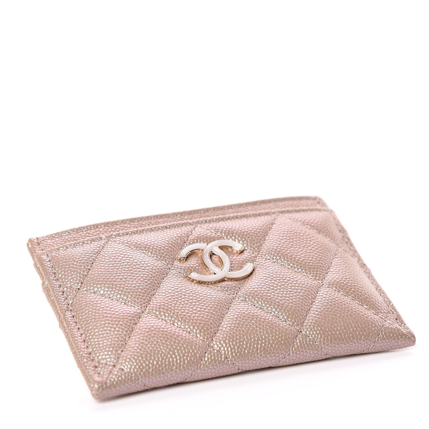 Chanel Iridescent Caviar Quilted Card Holder Beige 4 of 9