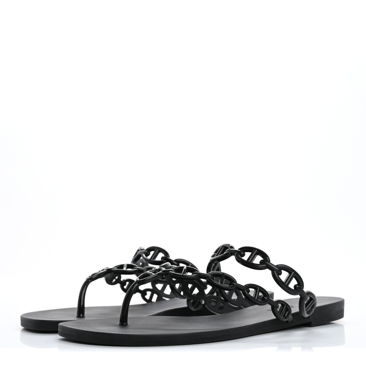 Hermes Rubber Chaine d'Ancre Island Sandals 39 Black 4 of 9