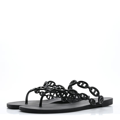 Hermes Rubber Chaine d'Ancre Island Sandals 39 Black 4 of 9