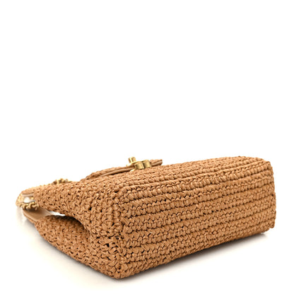 Chanel Braided Raffia Nano Kelly Flap Bag Dark Beige 3 of 10