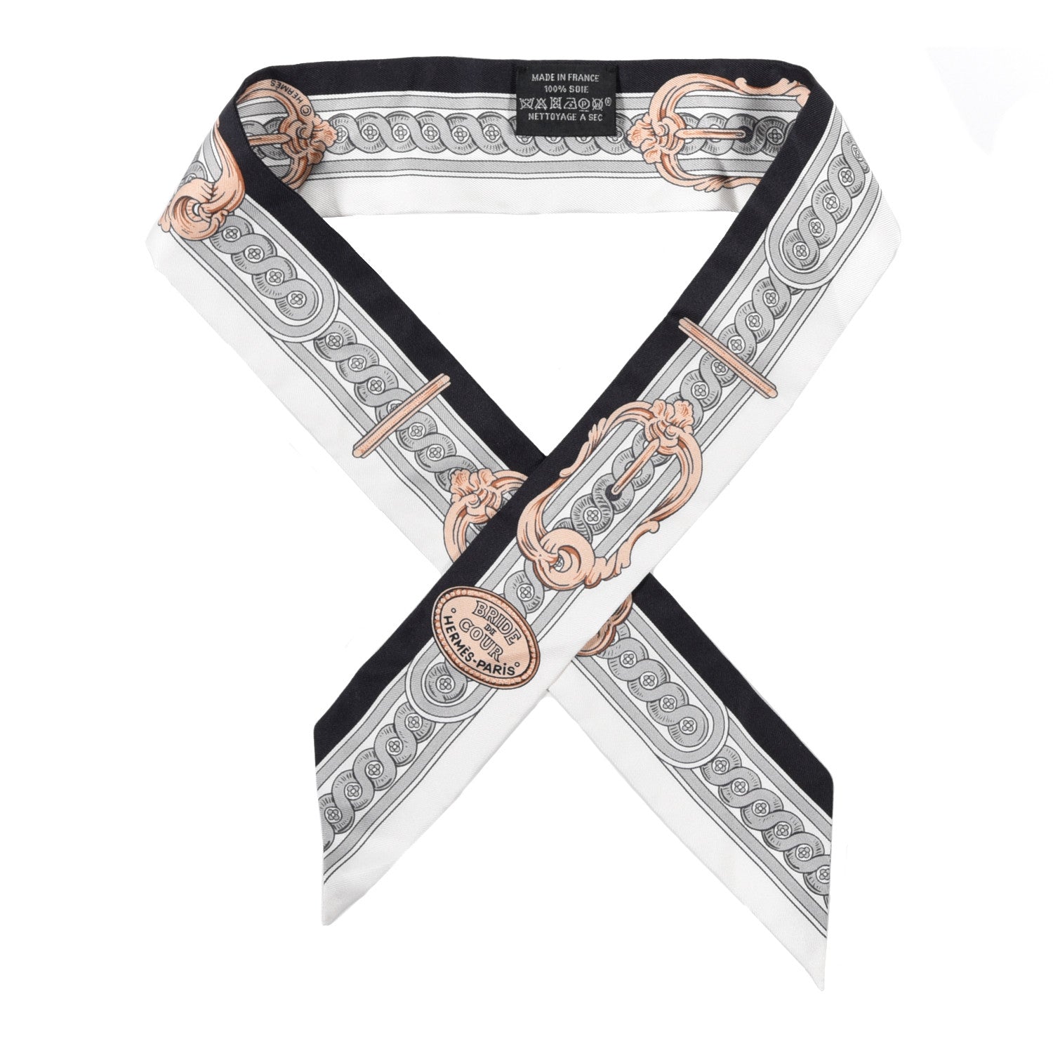 Hermes Silk Bride De Cour Twilly Black White Or Rose 1 of 4