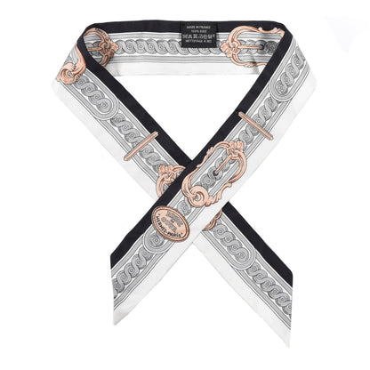 Hermes Silk Bride De Cour Twilly Black White Or Rose 1 of 4