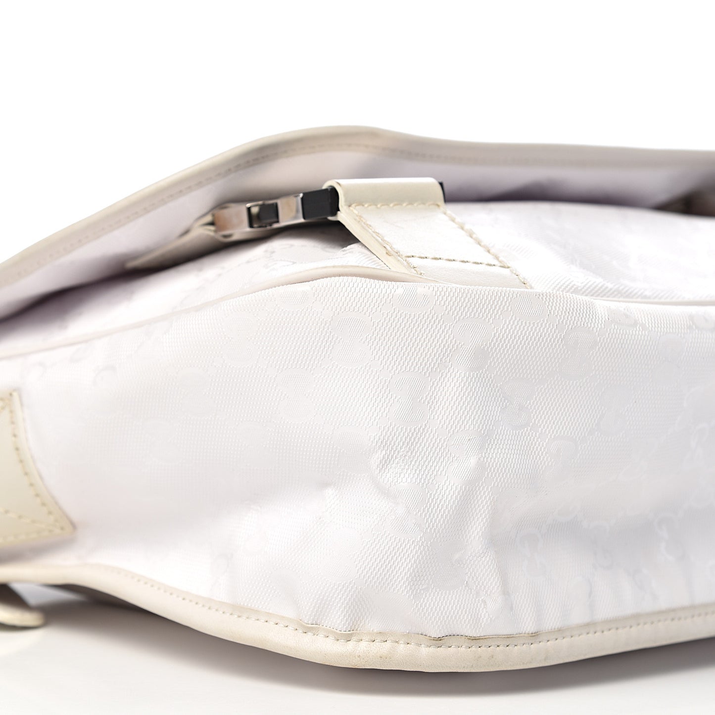 Imprime Monogram Medium Double Buckle Flap Messenger Bag White