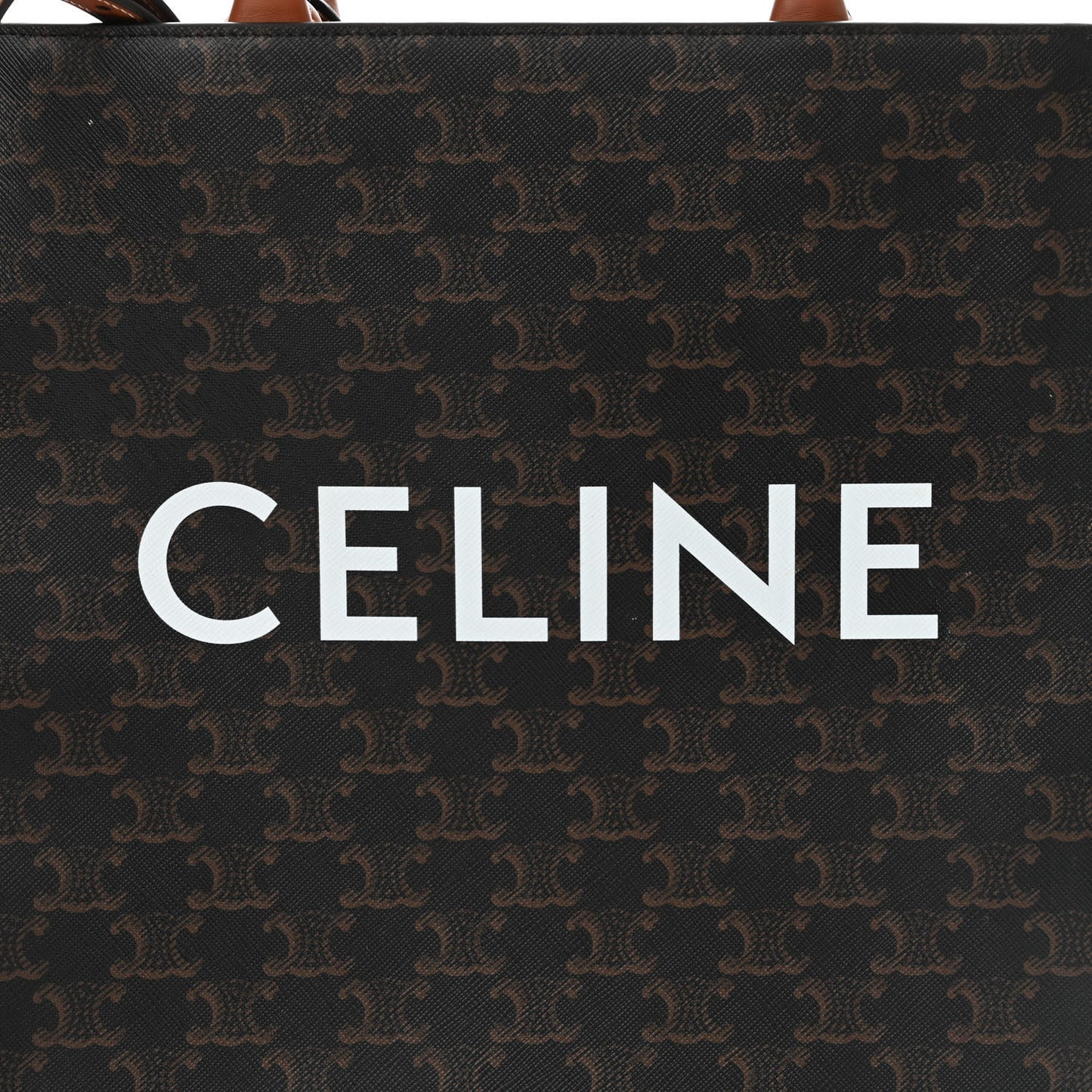 Triomphe Canvas Calfskin Small Vertical Cabas Tan