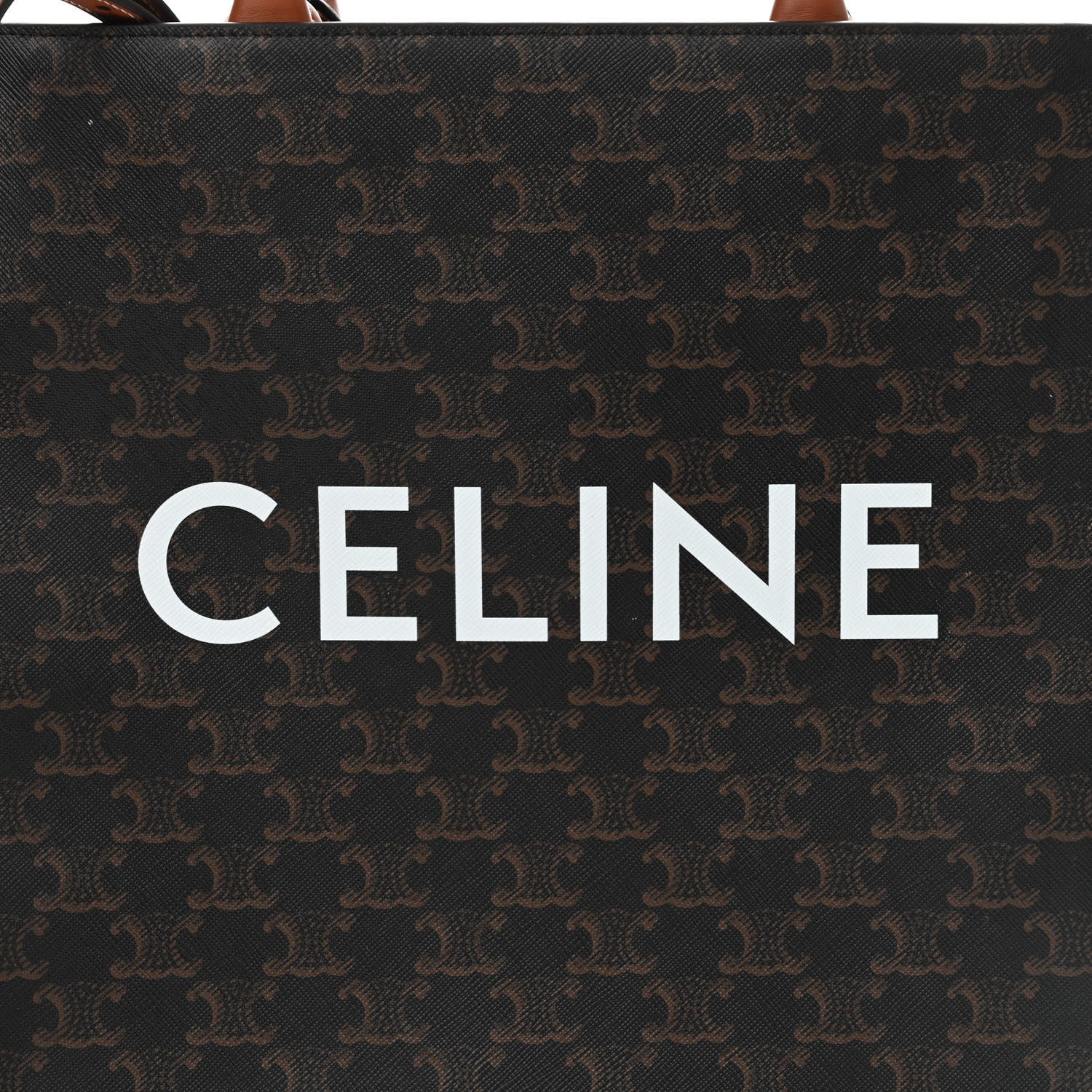 Celine Triomphe Canvas Calfskin Small Vertical Cabas Tan 7 of 12