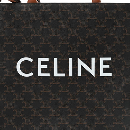 Celine Triomphe Canvas Calfskin Small Vertical Cabas Tan 7 of 12