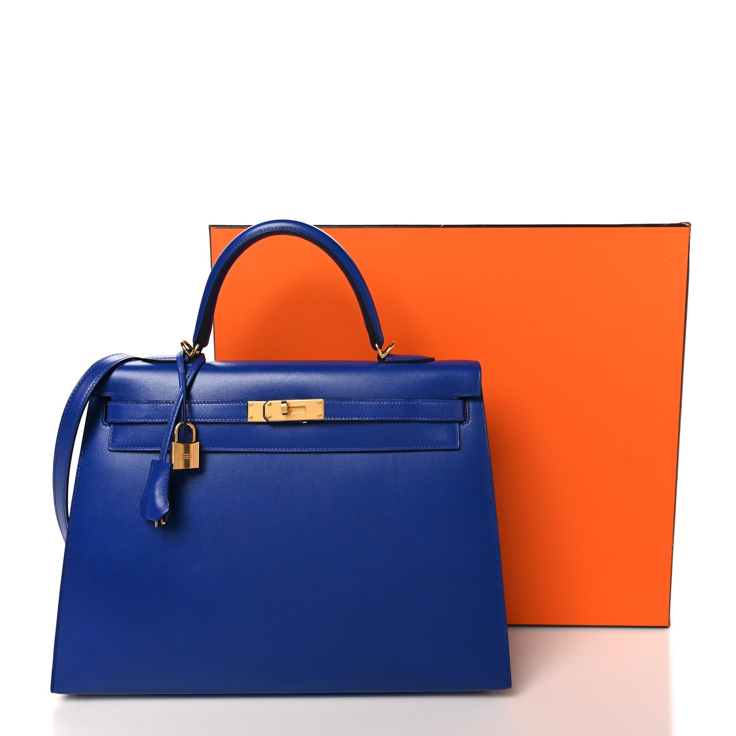 Hermes Tadelakt Kelly Sellier 35 Bleu Electrique 12 of 12