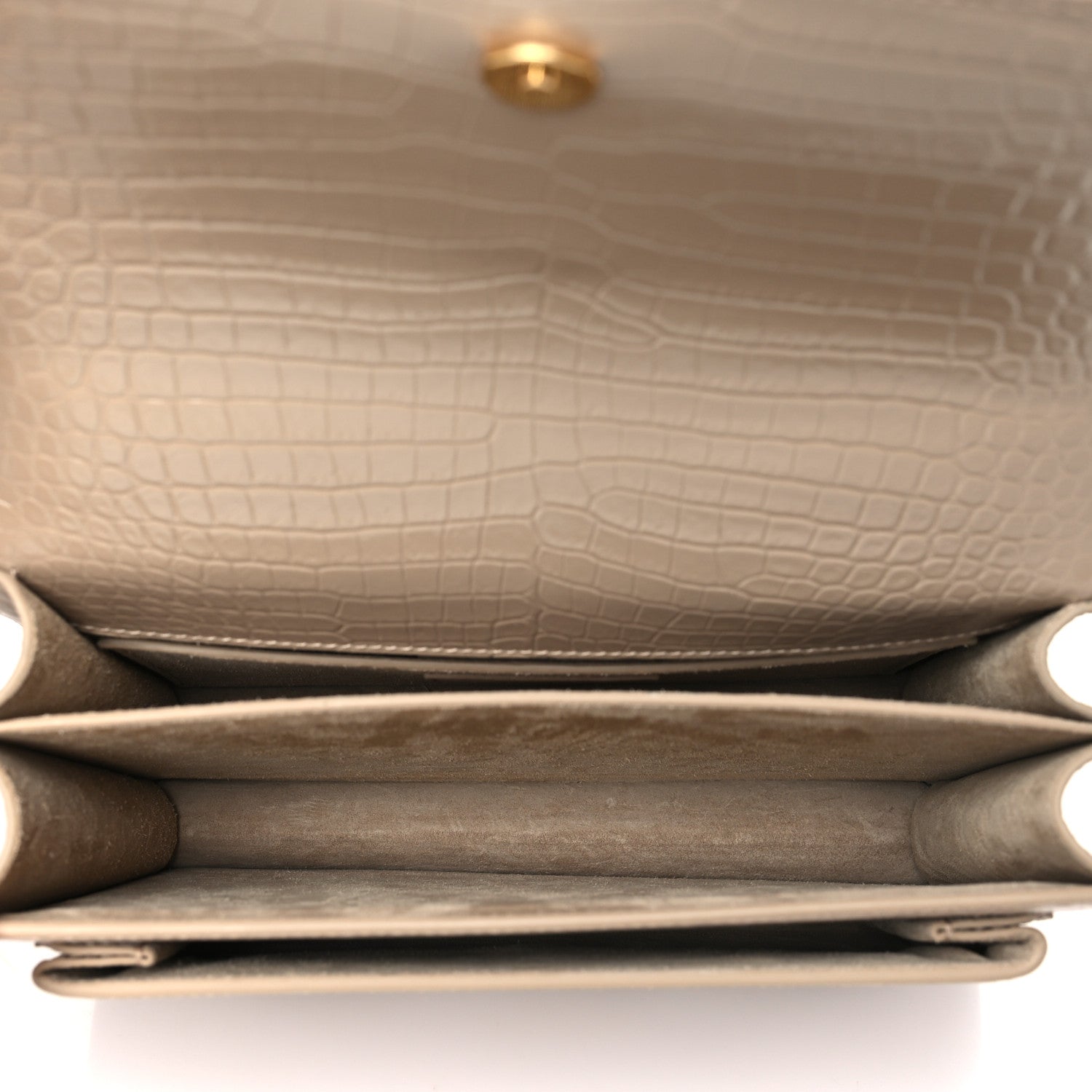 Saint Laurent Calfskin Crocodile Embossed Medium Monogram Sunset Dark Beige 5 of 9