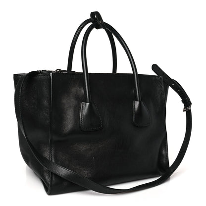 Prada Glace Calf Twin Pocket Tote Black 3 of 9