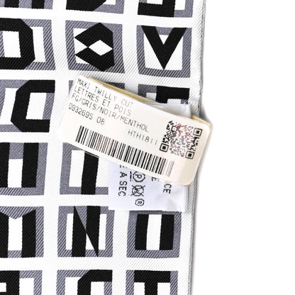 Hermes Silk Lettres Et Pois Maxi Twilly Cut Gris Black Menthol 4 of 4