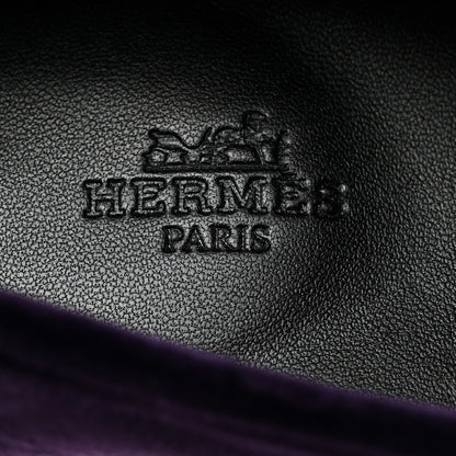 Hermes Velvet Womens Paris Loafers 36 Violet Fonce 6 of 9