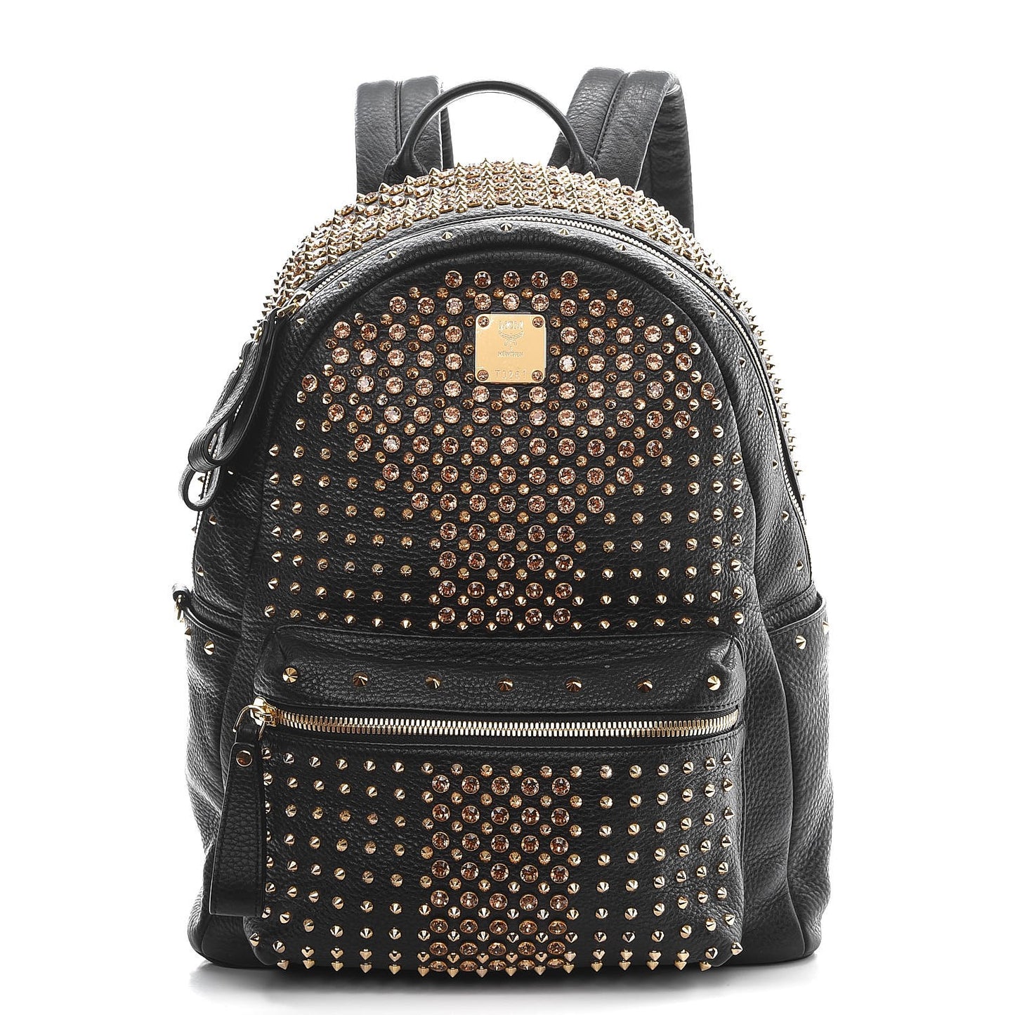 Grainy Lambskin Crystal Studded Medium Stark Backpack Black