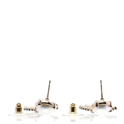 Chanel Pearl Crystal CC Drop Earrings Black Gold 3 of 5