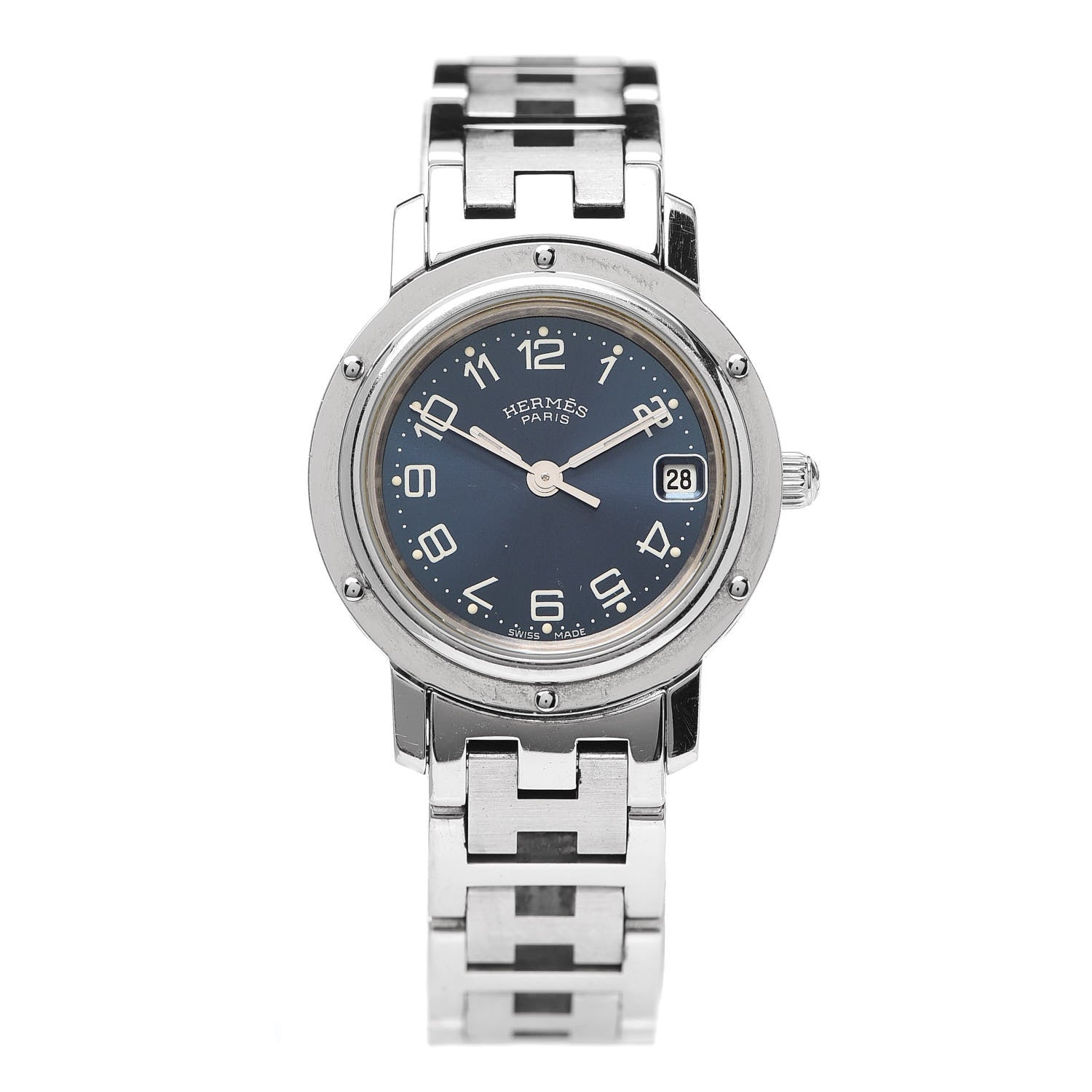 Hermes Stainless Steel 24mm Clipper Quartz Watch Blue 1 of 6