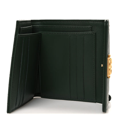 Chanel Lambskin Chevron Quilted Boy Compact Wallet Green 5 of 8