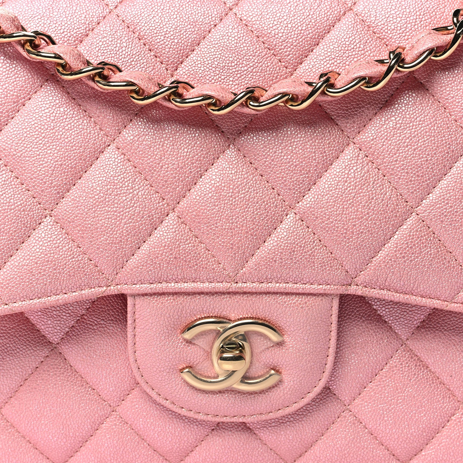 Chanel Iridescent Caviar Quilted Jumbo Double Flap Rose Pink 8 of 11