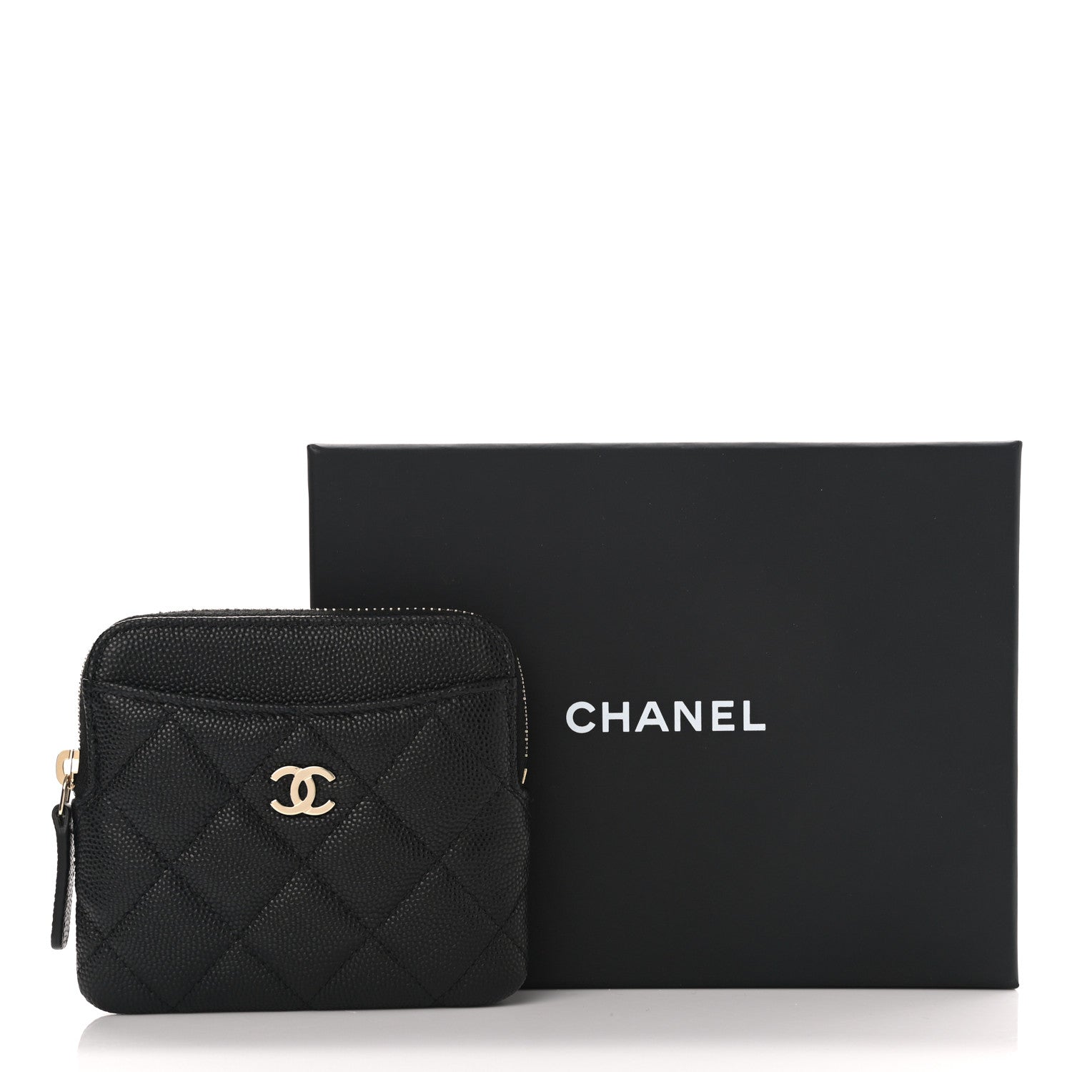 Chanel Caviar Quilted Zip Card Holder Wallet Black 8 of 8