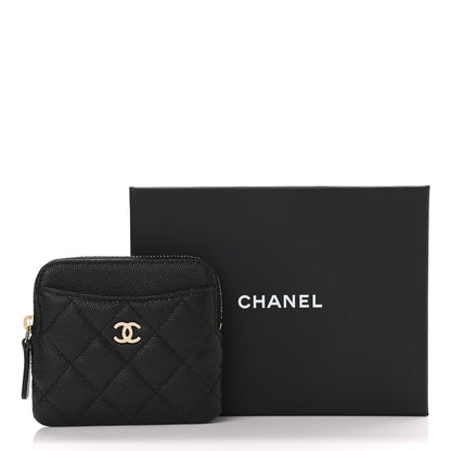 Chanel Caviar Quilted Zip Card Holder Wallet Black 8 of 8