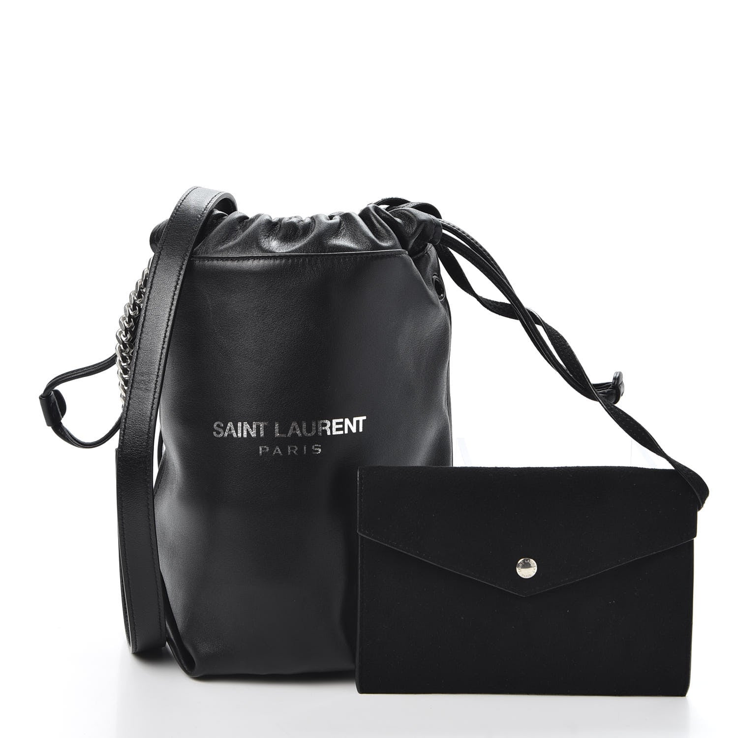 Saint Laurent Lambskin Small Teddy Bucket Bag Black 1 of 7