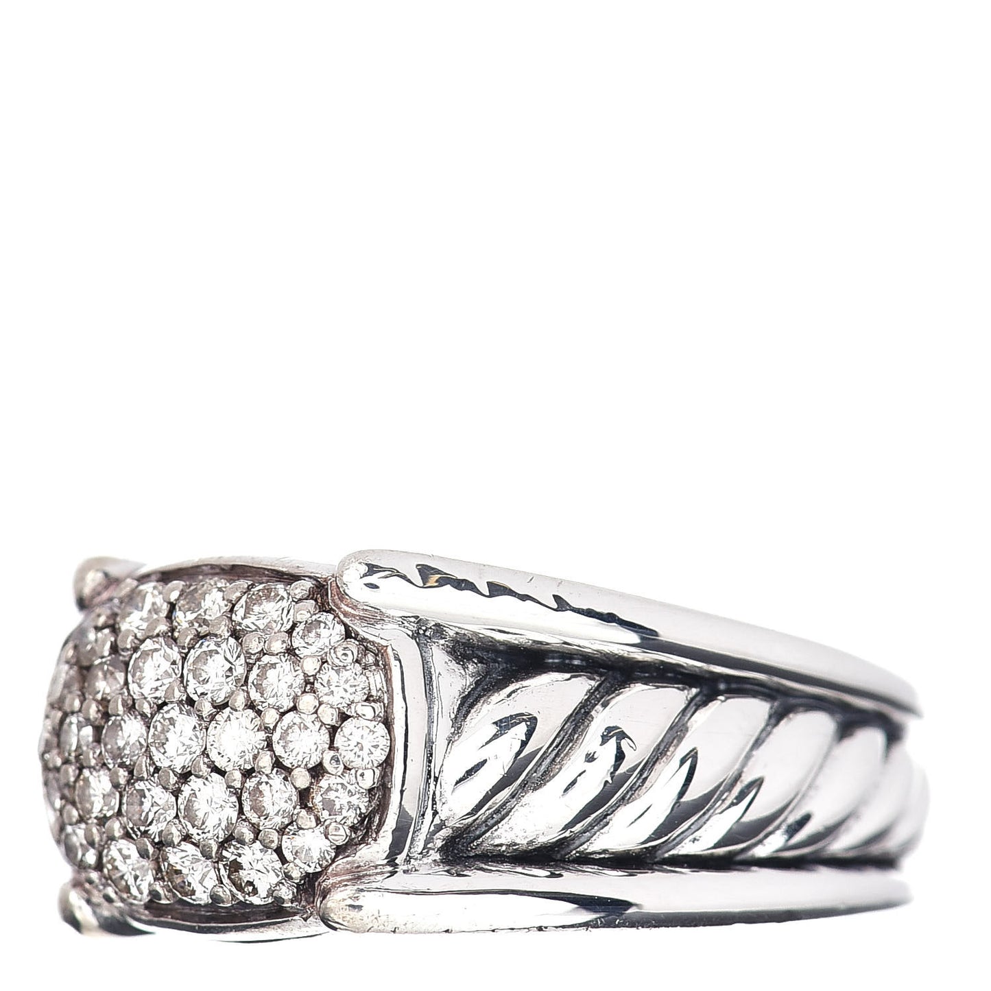 Sterling Silver Diamond 12mm Cable Cocktail Ring 52 6