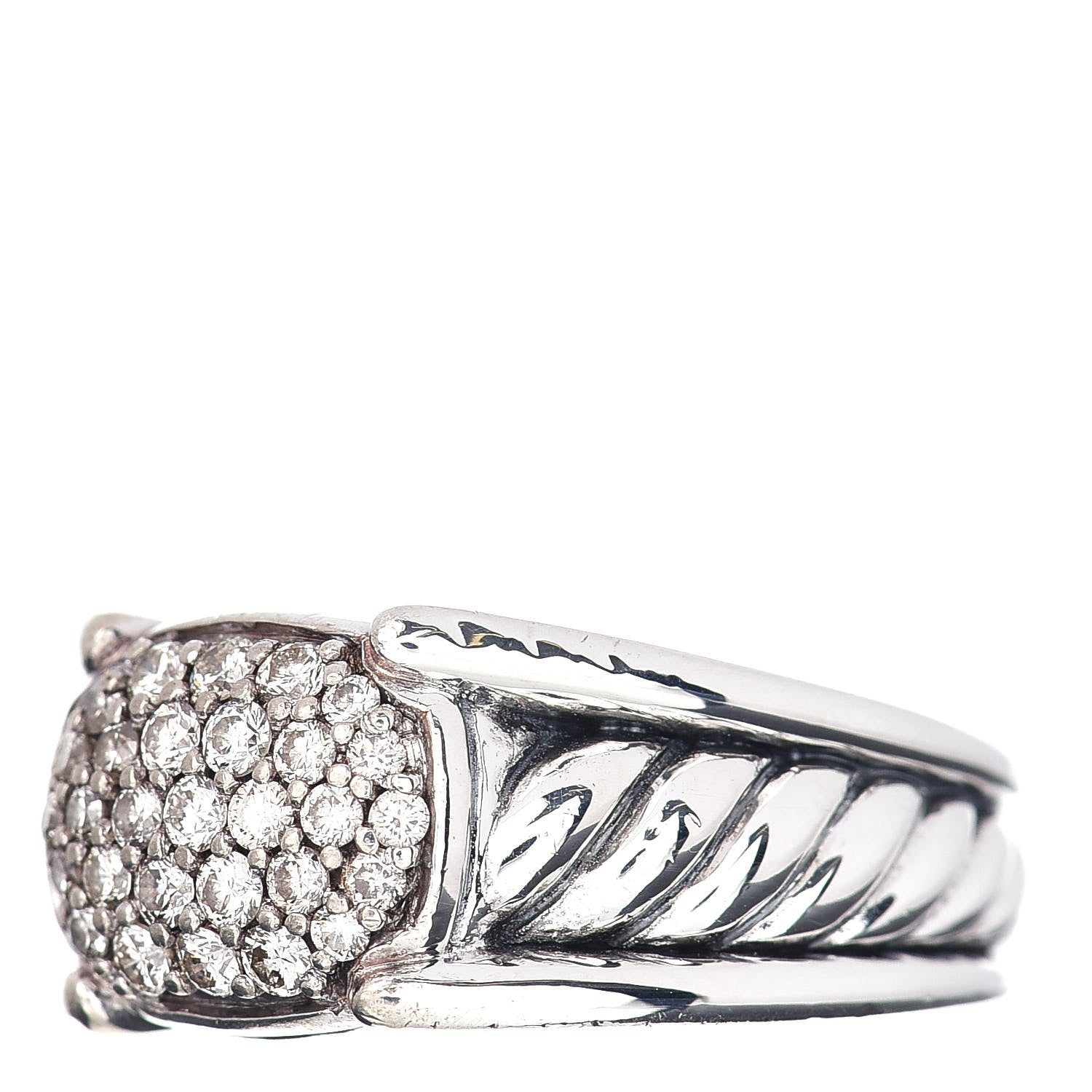 David Yurman Sterling Silver Diamond 12mm Cable Cocktail Ring 52 6 3 of 5