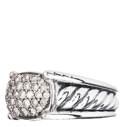David Yurman Sterling Silver Diamond 12mm Cable Cocktail Ring 52 6 3 of 5