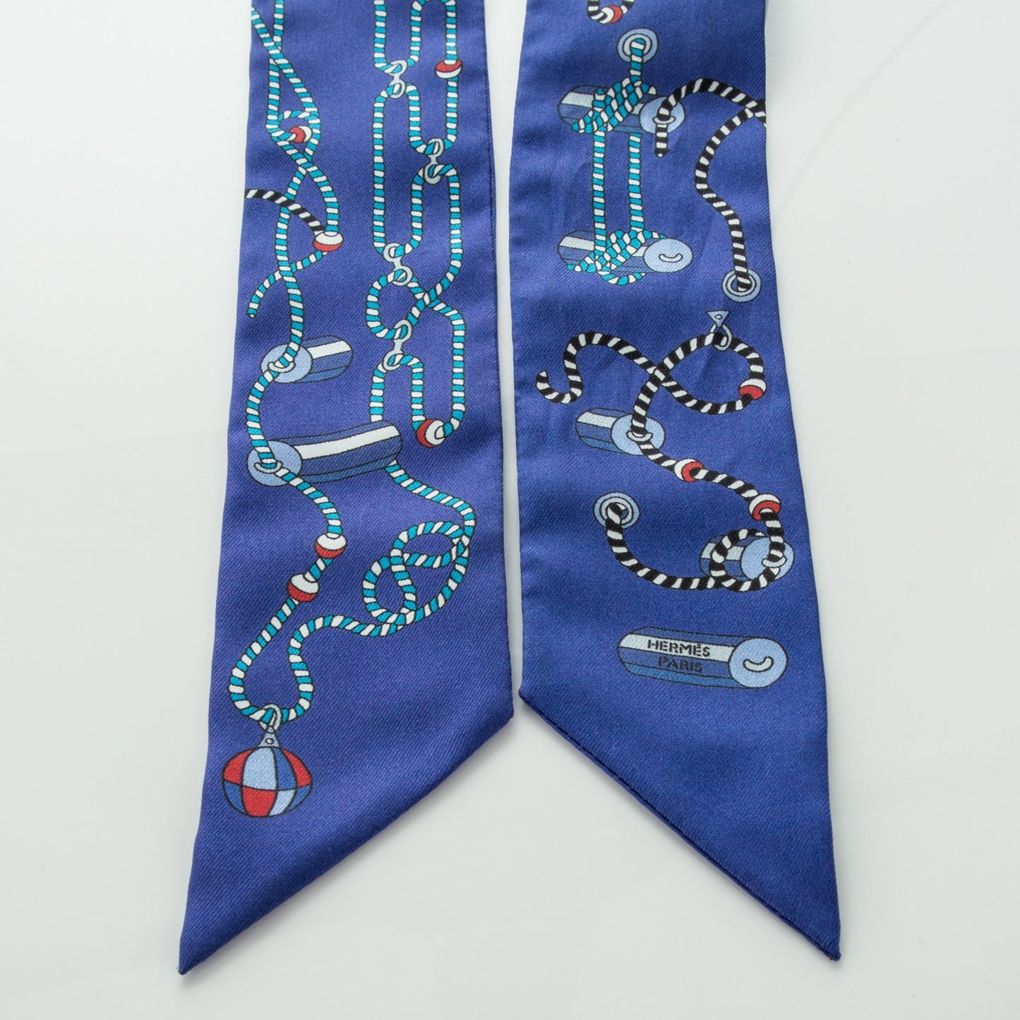 Silk Cordages Twilly Scarf Bleu Klein Turquoise Rouge