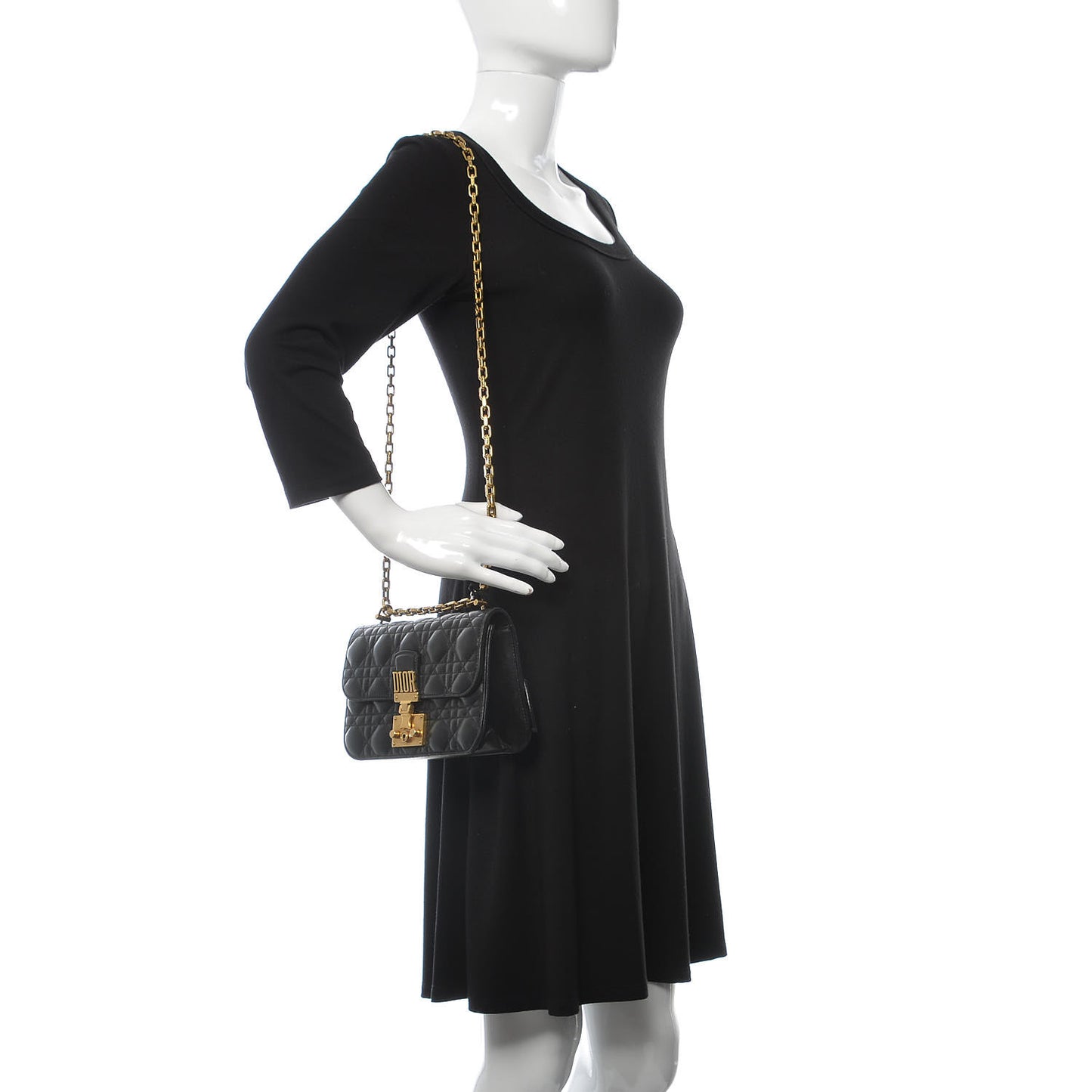 Lambskin Cannage Small Dioraddict Flap Bag Black
