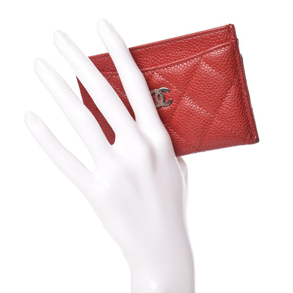 Chanel Caviar Quilted Card Holder Dark Red 2 of 11
