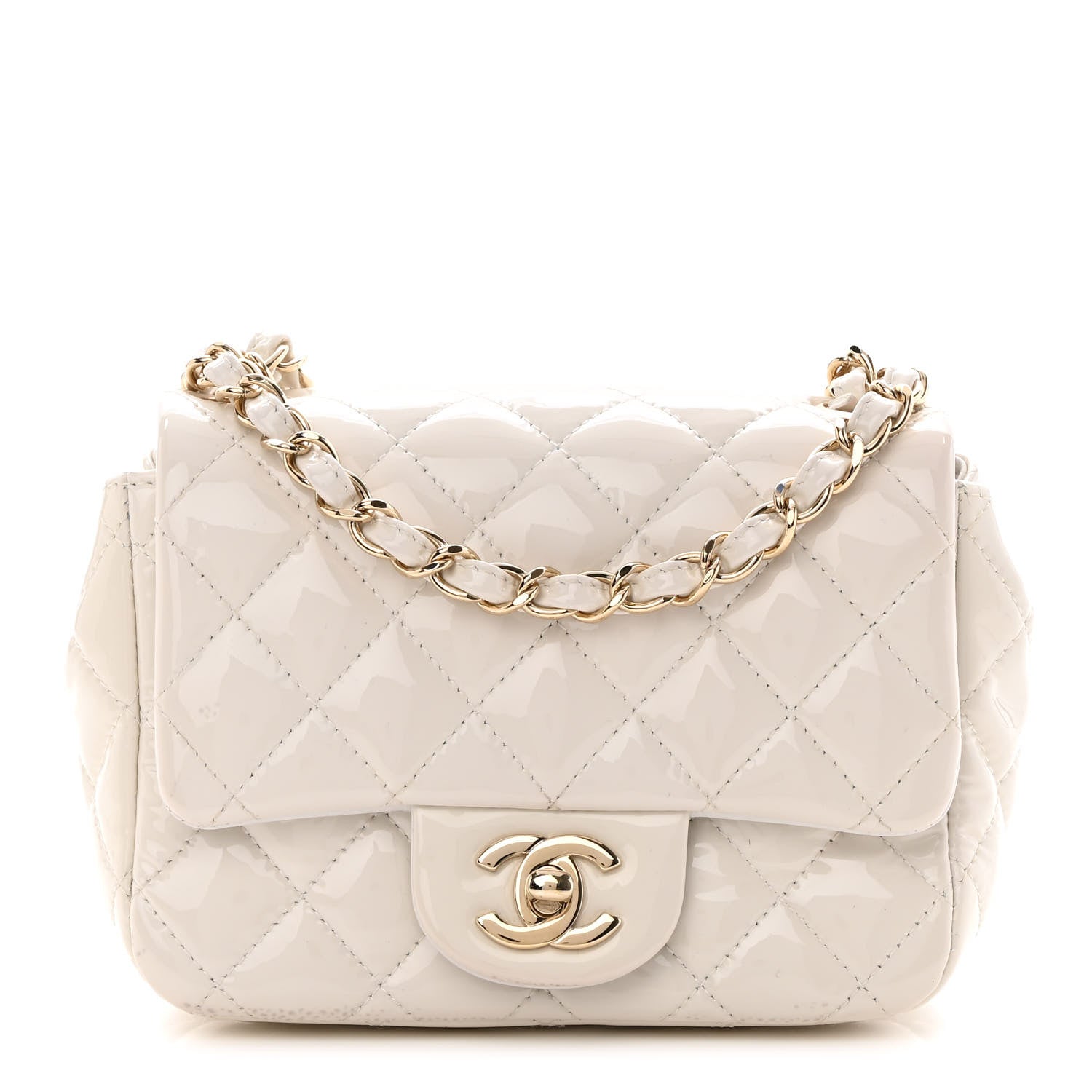 Chanel Patent Quilted Mini Square Flap White 1 of 17