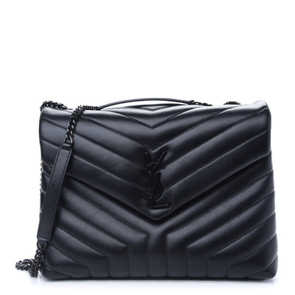 Saint Laurent Calfskin Y Quilted Monogram Medium Loulou Chain Satchel Black 1 of 9