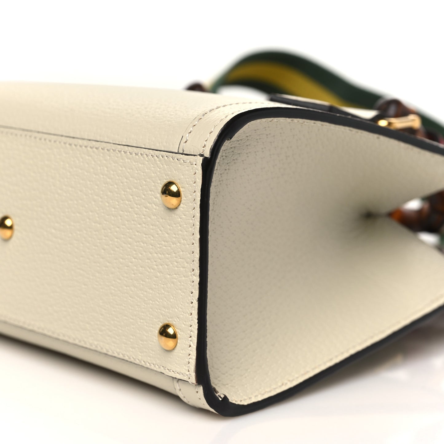 Textured Calfskin Web Mini Diana Tote Bag Mystic White