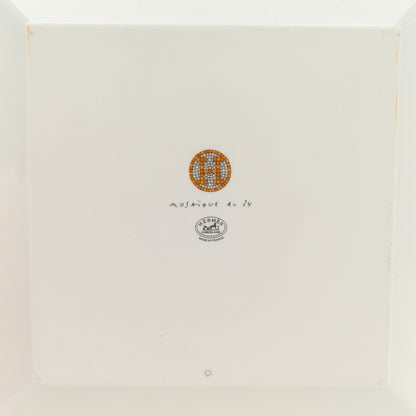 Hermes Porcelain Mosaique Au 24 Set of 3 Square Plates Gold 5 of 14