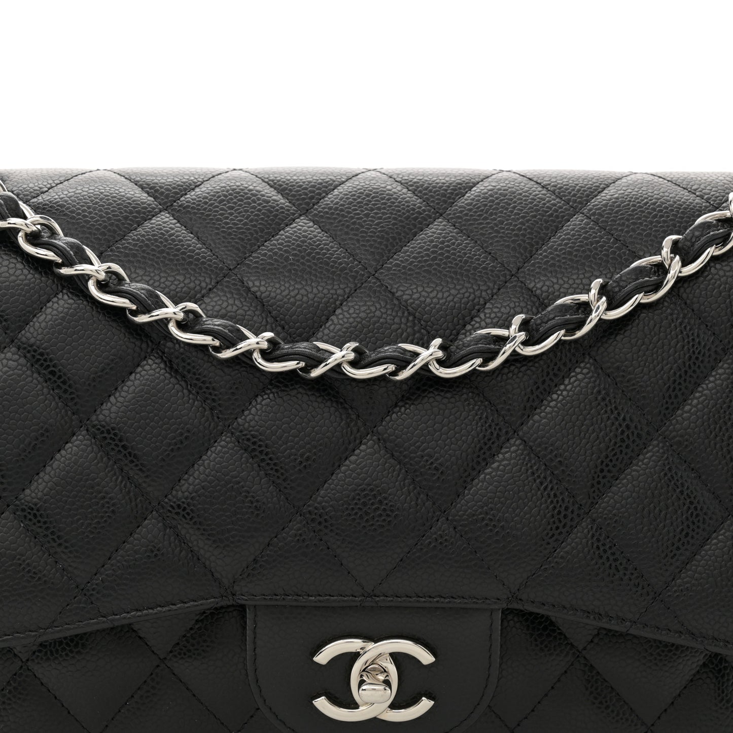 Caviar Quilted Jumbo Double Flap Black