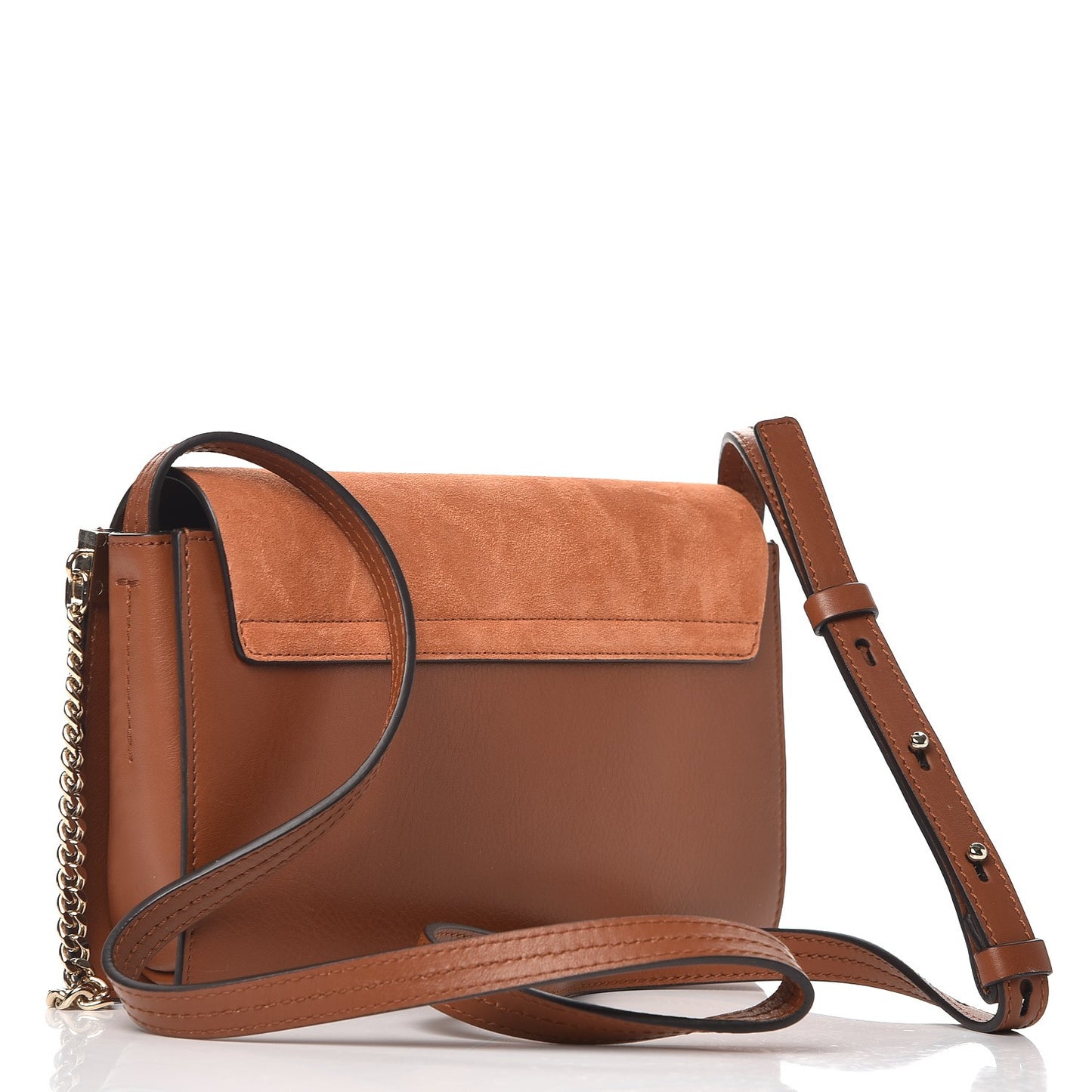 Suede Calfskin Small Faye Shoulder Bag Tobacco
