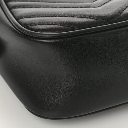 Gucci Calfskin Matelasse Small GG Marmont Chain Shoulder Bag Black 8 of 11