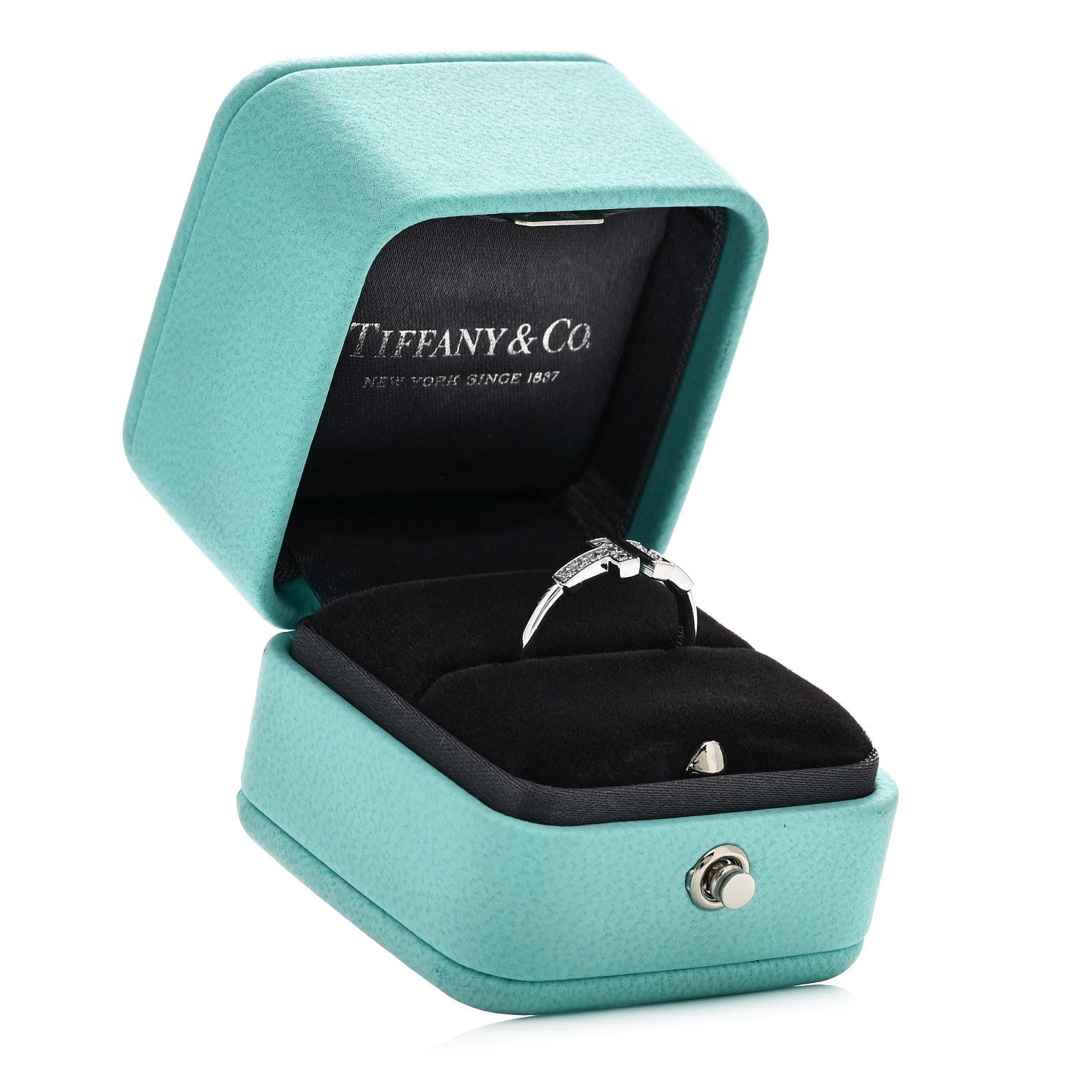 Tiffany 18K White Gold Diamond T Wire Ring 50 5.5 5 of 5