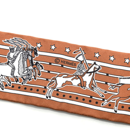 Hermes Silk Pani La Shar Pawnee Twilly Beige Rouille Rouge 3 of 4