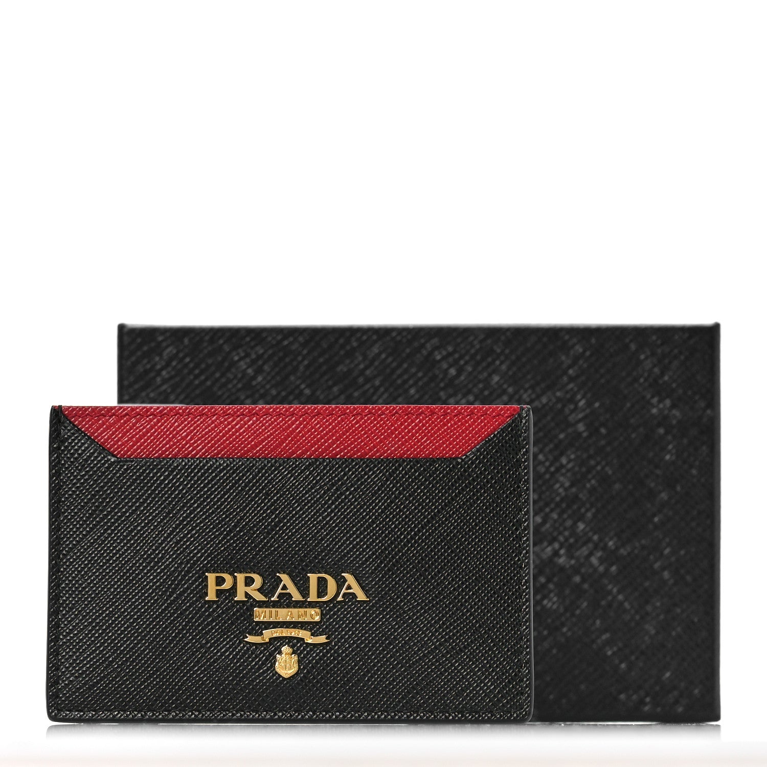 Prada Saffiano Metal Card Case Black Fuoco 10 of 10