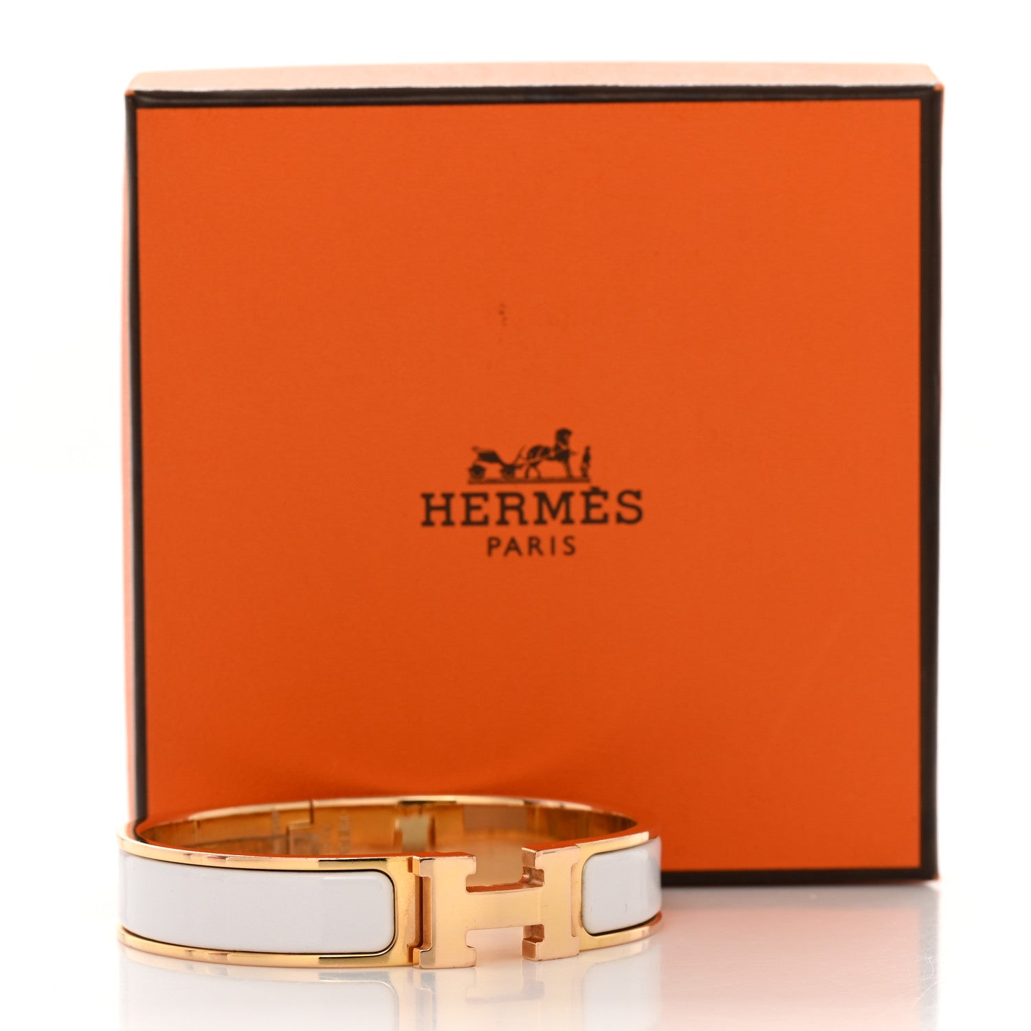 Hermes Enamel Narrow Clic Clac H Bracelet PM White 5 of 5