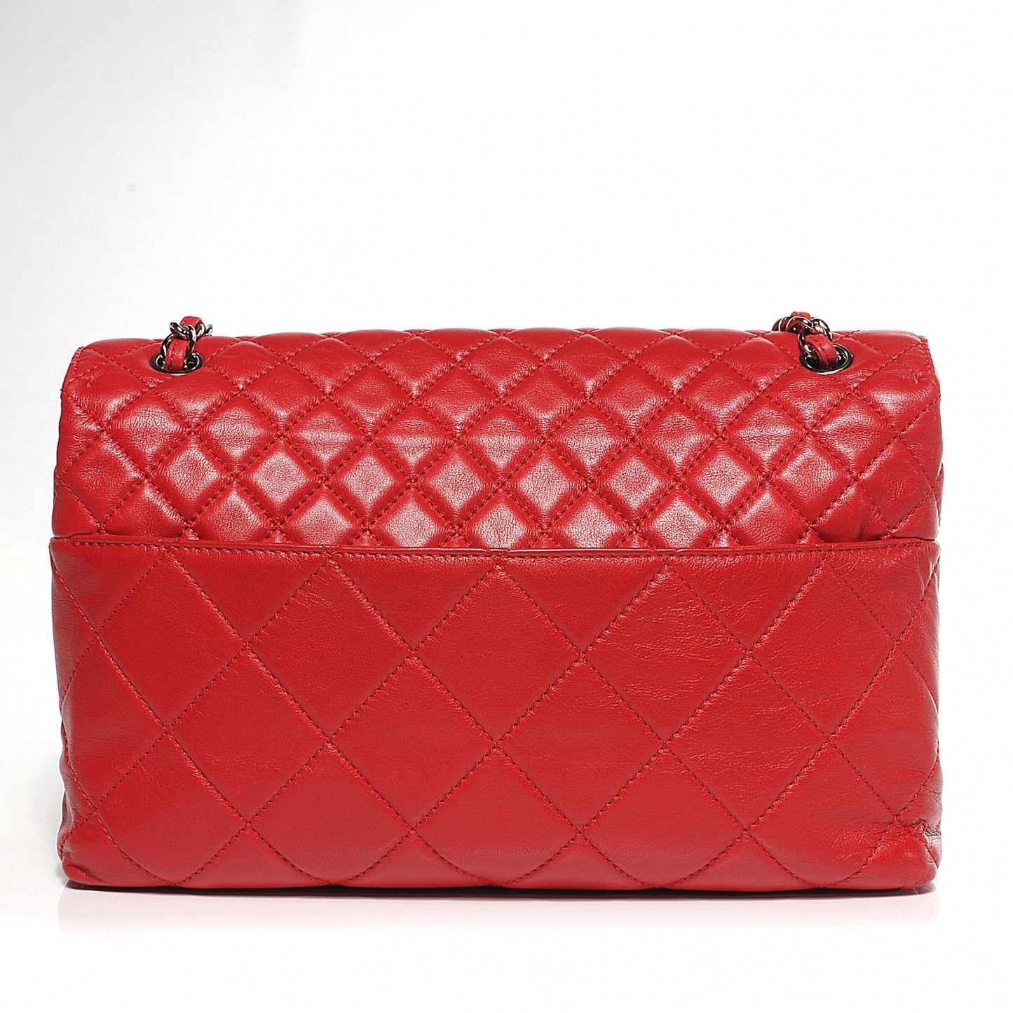 Leather Quilted In the Business Flap Bag Red