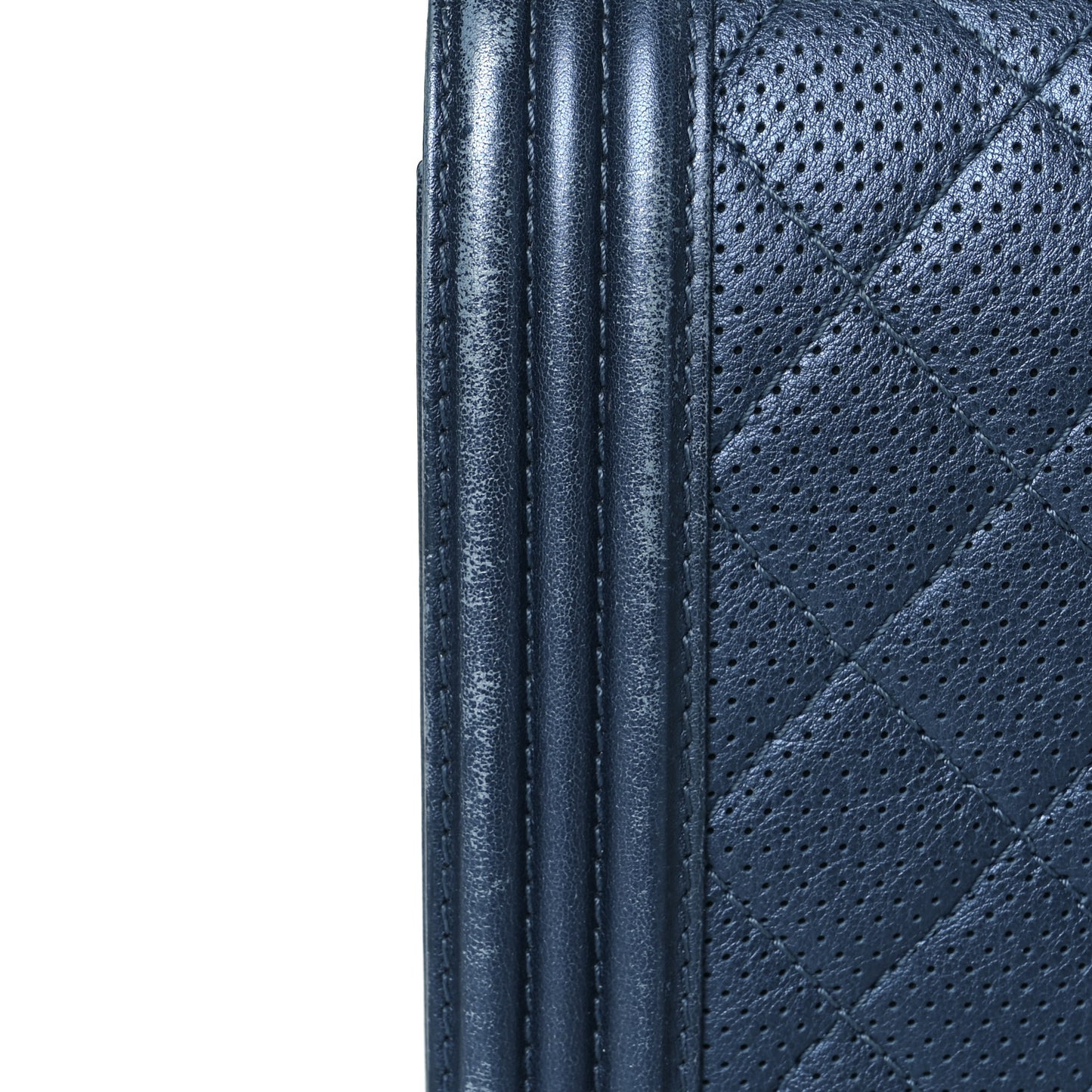 Perforated Lambskin Quilted New Medium Boy Flap Blue