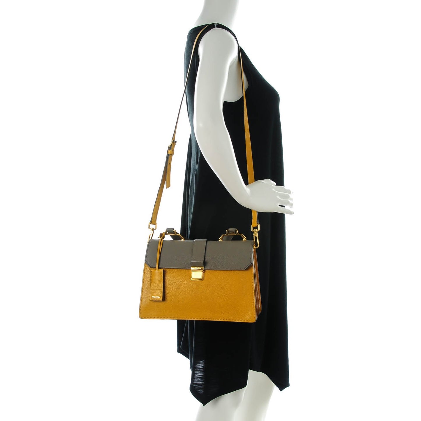 Goatskin Bandoliera Madras Bi-Color Shoulder Bag Argilla Soleil