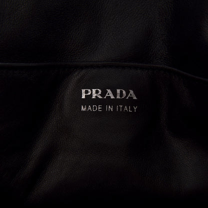 Prada Tessuto Nylon Calfskin Grommet Tote Black 7 of 12