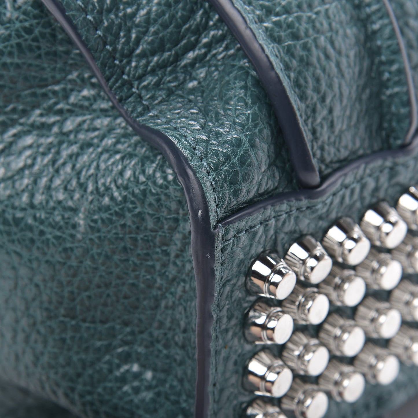 Pebbled Lambskin Inside Out Rockie Dark Mosaic Teal Silver Hardware