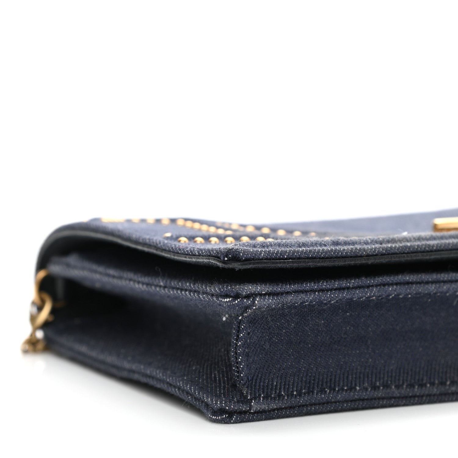 Christian Dior Denim Studded Diorama Wallet On Chain Blue 8 of 10